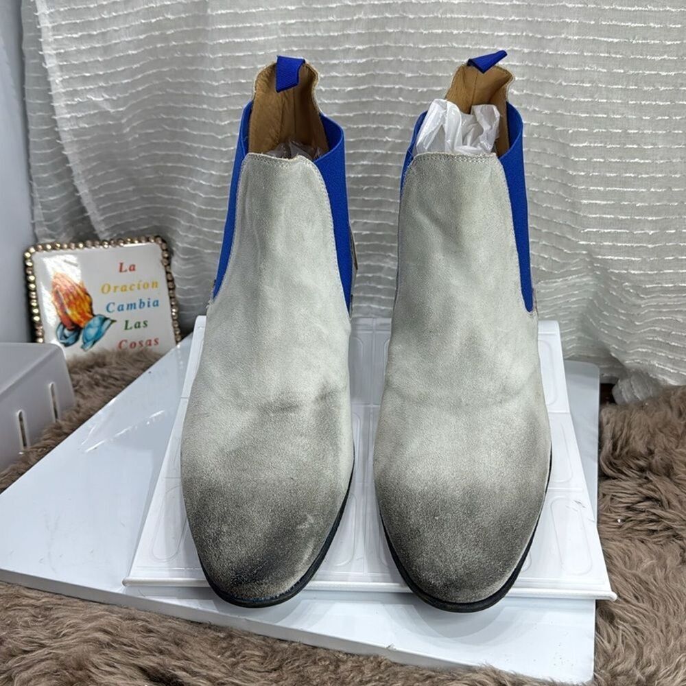 (R2) GIANFRANCO LATTANZI Men's high-end grey leather slip-on ankle boots S.12US - Picture 4 of 13